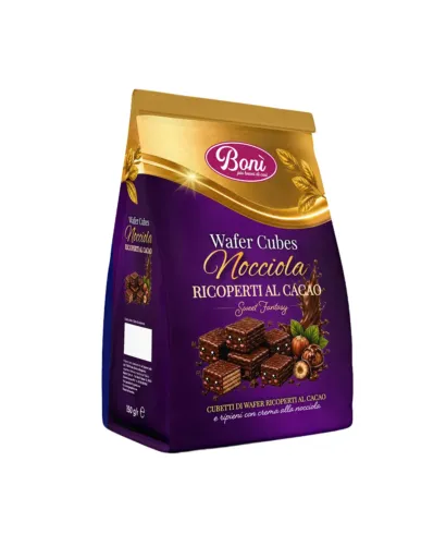 Wafer Cubes Nocciola Ricoperti al Cacao - Bonì